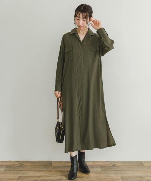ITEMS URBANRESEARCH（アイテムズ アーバンリサーチ）の「カイキンシャツワンピース（ワンピース・レディース・ブラウン/ブラック/カーキ・FREE）」の5枚目の写真