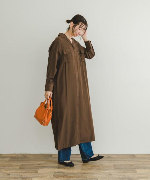 ITEMS URBANRESEARCH（アイテムズ アーバンリサーチ）の「カイキンシャツワンピース（ワンピース・レディース・ブラウン/ブラック/カーキ・FREE）」の21枚目の写真