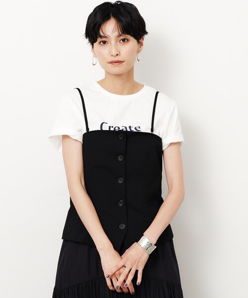 OPAQUE.CLIP（オペークドットクリップ）の「◆《VERY掲載》2WAYキャミビスチェ【洗濯機洗い可】（タンクトップ・レディース・グレー系2/ブラック・40/38）」の3枚目の写真