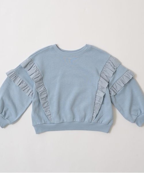 Lycee mine(リセマイン)の「【毛玉バイバイ裏毛】【どちらが前でもOK!】フリルスウェット(スウェット・キッズ・ブルーグレー/ライトピンク/ブラック/オートミール/モカ・100cm/110cm/120cm/130cm/140cm/150cm)」の7枚目の写真
