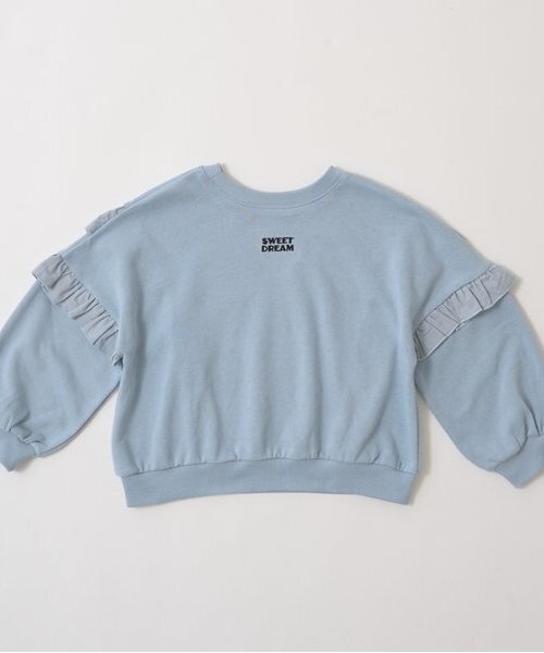 Lycee mine(リセマイン)の「【毛玉バイバイ裏毛】【どちらが前でもOK!】フリルスウェット(スウェット・キッズ・ブルーグレー/ライトピンク/ブラック/オートミール/モカ・100cm/110cm/120cm/130cm/140cm/150cm)」の8枚目の写真