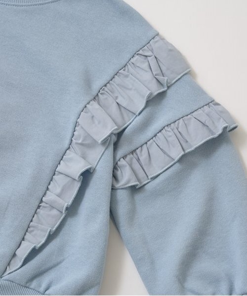 Lycee mine(リセマイン)の「【毛玉バイバイ裏毛】【どちらが前でもOK!】フリルスウェット(スウェット・キッズ・ブルーグレー/ライトピンク/ブラック/オートミール/モカ・100cm/110cm/120cm/130cm/140cm/150cm)」の9枚目の写真