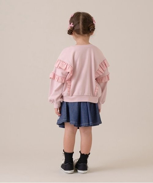 Lycee mine(リセマイン)の「【毛玉バイバイ裏毛】【どちらが前でもOK!】フリルスウェット(スウェット・キッズ・ブルーグレー/ライトピンク/ブラック/オートミール/モカ・100cm/110cm/120cm/130cm/140cm/150cm)」の18枚目の写真