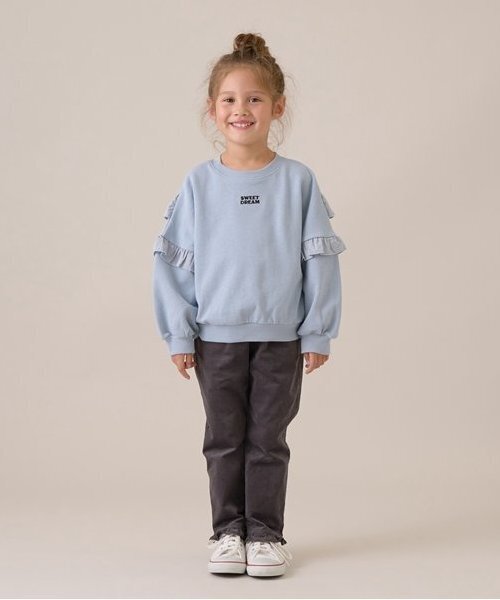 Lycee mine(リセマイン)の「【毛玉バイバイ裏毛】【どちらが前でもOK!】フリルスウェット(スウェット・キッズ・ブルーグレー/ライトピンク/ブラック/オートミール/モカ・100cm/110cm/120cm/130cm/140cm/150cm)」の19枚目の写真