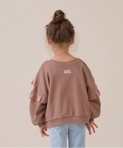 Lycee mine(リセマイン)の「【毛玉バイバイ裏毛】【どちらが前でもOK!】フリルスウェット(スウェット・キッズ・ブルーグレー/ライトピンク/ブラック/オートミール/モカ・100cm/110cm/120cm/130cm/140cm/150cm)」の20枚目の写真