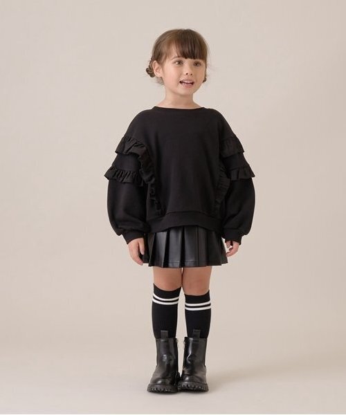Lycee mine(リセマイン)の「【毛玉バイバイ裏毛】【どちらが前でもOK!】フリルスウェット(スウェット・キッズ・ブルーグレー/ライトピンク/ブラック/オートミール/モカ・100cm/110cm/120cm/130cm/140cm/150cm)」の21枚目の写真
