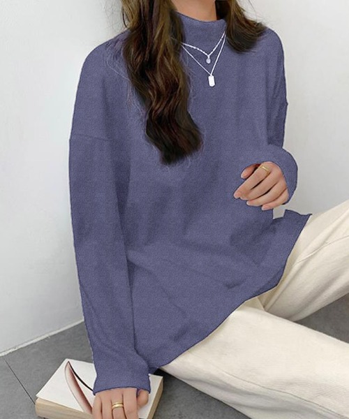 Girly Doll(ガーリードール)の「ハイネックシンプルカットソー(Tシャツ/カットソー・レディース・ブラック/ホワイト/グレー/ライトブラウン/ブラック系その他/ベージュ/ネイビー/ブラウン/ホワイト系その他・S/M/L)」の9枚目の写真
