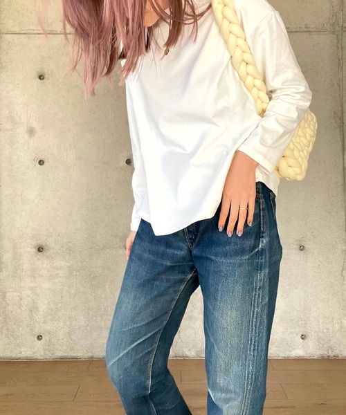 Girly Doll(ガーリードール)の「ハイネックシンプルカットソー(Tシャツ/カットソー・レディース・ブラック/ホワイト/グレー/ライトブラウン/ブラック系その他/ベージュ/ネイビー/ブラウン/ホワイト系その他・S/M/L)」の14枚目の写真