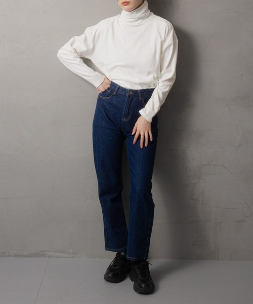 Girly Doll(ガーリードール)の「ハイネックシンプルカットソー(Tシャツ/カットソー・レディース・ブラック/ホワイト/グレー/ライトブラウン/ブラック系その他/ベージュ/ネイビー/ブラウン/ホワイト系その他・S/M/L)」の15枚目の写真
