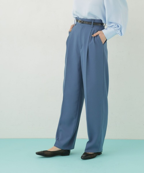 NANO universe(ナノユニバース)の「【WEB限定】ハイウエストタックワイドパンツ(その他パンツ・レディース・ベージュ/イエロー/ライトカーキ/ブラック/ブルー・マルチサイズ)」の4枚目の写真