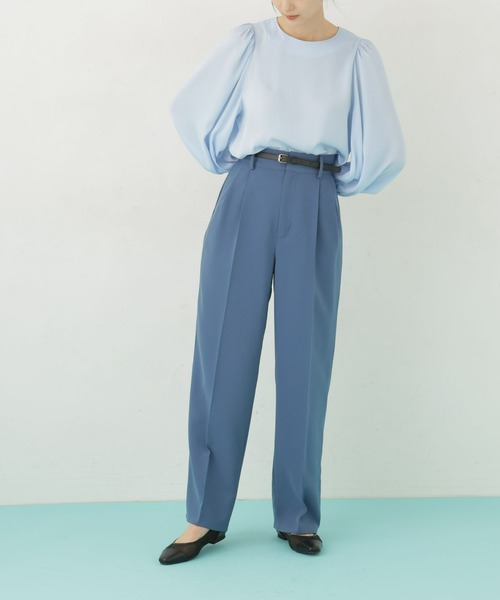 NANO universe(ナノユニバース)の「【WEB限定】ハイウエストタックワイドパンツ(その他パンツ・レディース・ベージュ/イエロー/ライトカーキ/ブラック/ブルー・マルチサイズ)」の13枚目の写真