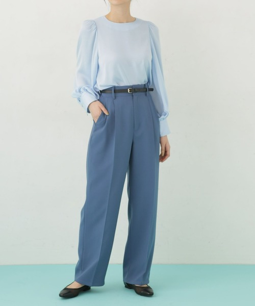 NANO universe(ナノユニバース)の「【WEB限定】ハイウエストタックワイドパンツ(その他パンツ・レディース・ベージュ/イエロー/ライトカーキ/ブラック/ブルー・マルチサイズ)」の17枚目の写真