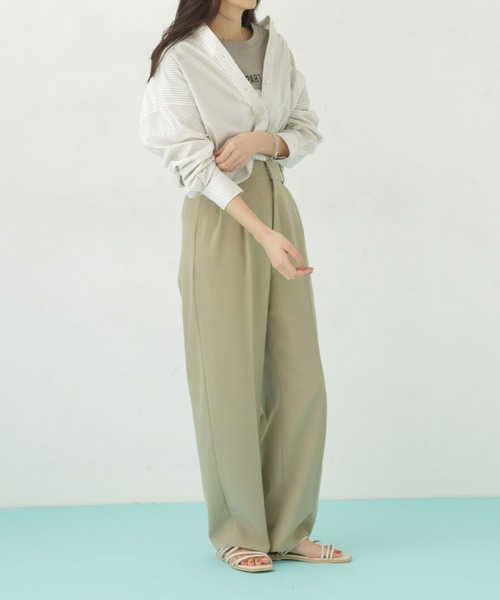 NANO universe(ナノユニバース)の「【WEB限定】ハイウエストタックワイドパンツ(その他パンツ・レディース・ベージュ/イエロー/ライトカーキ/ブラック/ブルー・マルチサイズ)」の20枚目の写真