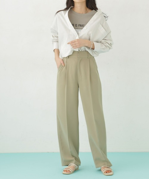 NANO universe(ナノユニバース)の「【WEB限定】ハイウエストタックワイドパンツ(その他パンツ・レディース・ベージュ/イエロー/ライトカーキ/ブラック/ブルー・マルチサイズ)」の22枚目の写真