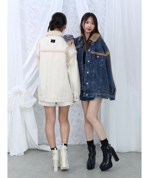 EATME(イートミー)の「コルセットデニムショートパンツ(セットアップ可能)(デニムパンツ・レディース・ブルー/アイボリー/ブラック・FREE)」の9枚目の写真