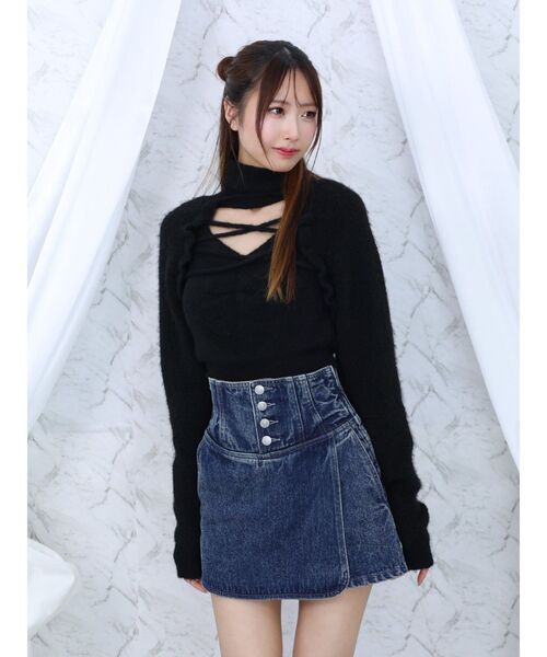 EATME(イートミー)の「コルセットデニムショートパンツ(セットアップ可能)(デニムパンツ・レディース・ブルー/アイボリー/ブラック・FREE)」の17枚目の写真