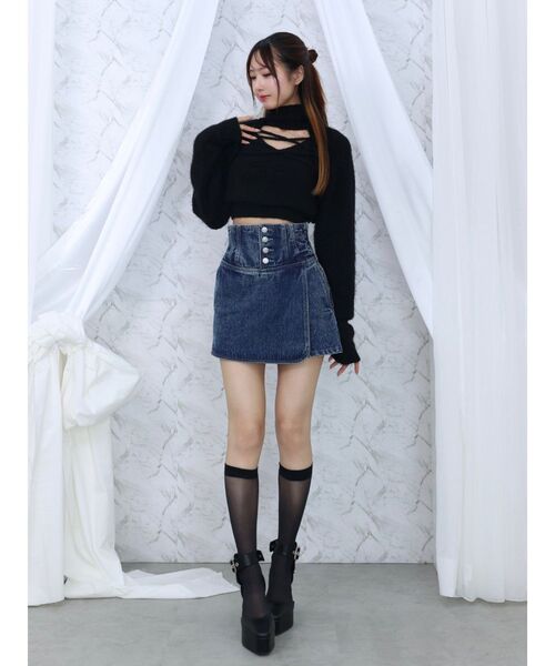 EATME(イートミー)の「コルセットデニムショートパンツ(セットアップ可能)(デニムパンツ・レディース・ブルー/アイボリー/ブラック・FREE)」の19枚目の写真