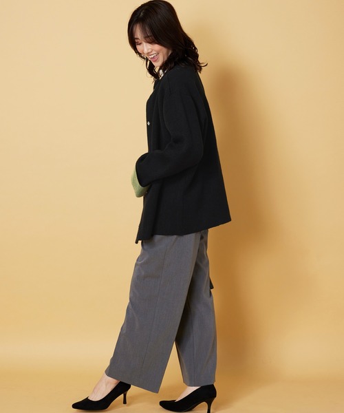 BELLUNA PLUS(ベルーナ)の「配色デザインふんわりニットジャケット(その他アウター・レディース・イエロー×グレー/ブラック×グリーン/グレー系その他・MEDIUM/X-LARGE/LARGE)」の9枚目の写真