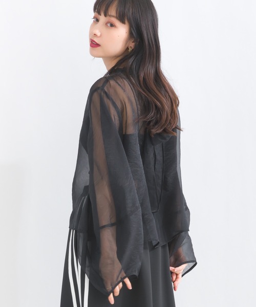 terrace(テラス)の「オーガンジーボウタイブラウス(シャツ/ブラウス・レディース・ブラック/アイボリー/グレイッシュベージュ・MEDIUM)」の12枚目の写真