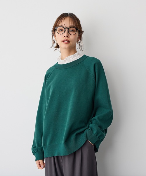 anyfee(エニフィー)の「【anyfee】ビックシルエットラグランニットプルオーバー《大きいサイズ/プラスサイズ》(ニット/セーター・レディース・アイボリー/ブラック/杢グレー/グリーン/ブルー・3L/4L/5L/LL)」の4枚目の写真