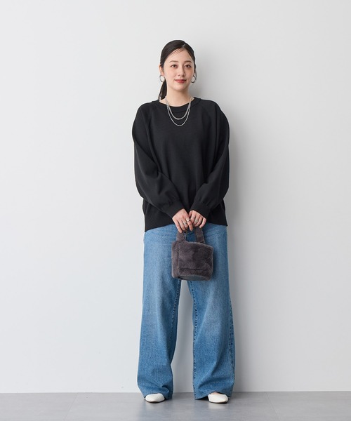 anyfee(エニフィー)の「【anyfee】ビックシルエットラグランニットプルオーバー《大きいサイズ/プラスサイズ》(ニット/セーター・レディース・アイボリー/ブラック/杢グレー/グリーン/ブルー・3L/4L/5L/LL)」の18枚目の写真