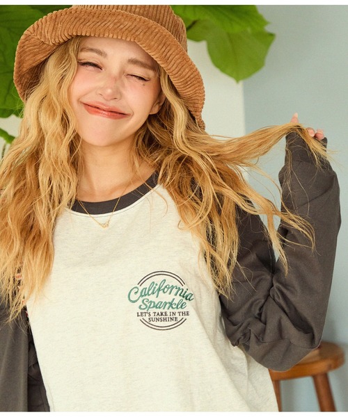 anap mimpi（アナップミンピ）の「サークルメッセージ ラグラン 配色 長袖 ロンT（Tシャツ/カットソー・レディース・オフホワイト/キナリ・FREE）」の13枚目の写真