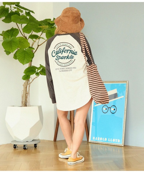 anap mimpi（アナップミンピ）の「サークルメッセージ ラグラン 配色 長袖 ロンT（Tシャツ/カットソー・レディース・オフホワイト/キナリ・FREE）」の18枚目の写真