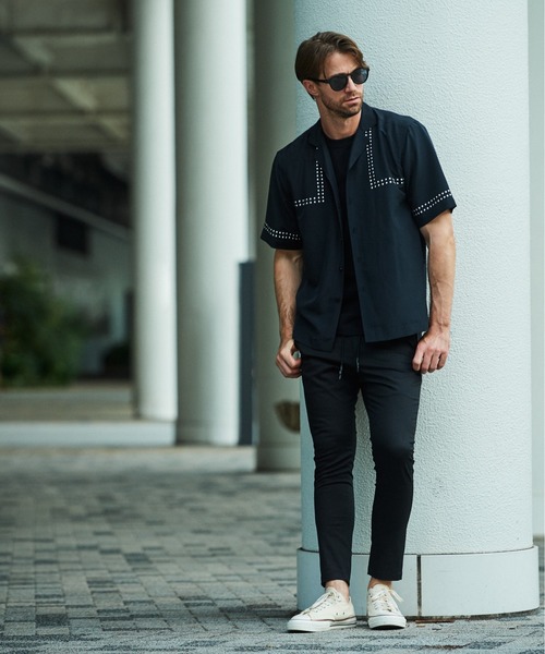 ACANTHUS（アカンサス）の「ACANTHUS:Metal Open Collar Shirt（シャツ/ブラウス・メンズ・ブラック・S/M/L/XL）」の2枚目の写真