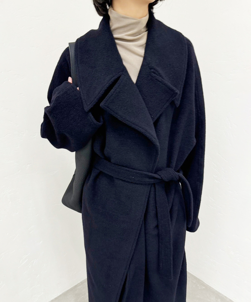 PAN(パン)の「【PAN/パン】W/CA PILE LONG TRENCH(トレンチコート・レディース・ネイビー・MEDIUM)」の6枚目の写真