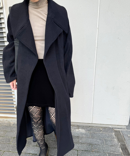 PAN(パン)の「【PAN/パン】W/CA PILE LONG TRENCH(トレンチコート・レディース・ネイビー・MEDIUM)」の12枚目の写真