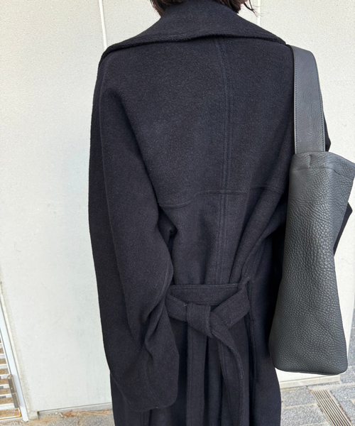 PAN(パン)の「【PAN/パン】W/CA PILE LONG TRENCH(トレンチコート・レディース・ネイビー・MEDIUM)」の14枚目の写真