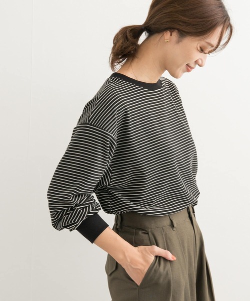 URBAN RESEARCH DOORS(アーバンリサーチドアーズ)の「マシュマロボーダープルオーバー(Tシャツ/カットソー・レディース・ホワイト系その他/ブルー系その他/ブラック系その他・MEDIUM)」の2枚目の写真