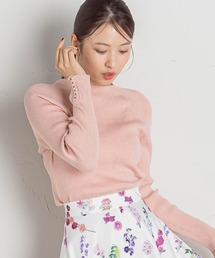 袖口パールラメリブニット≪手洗い可能≫