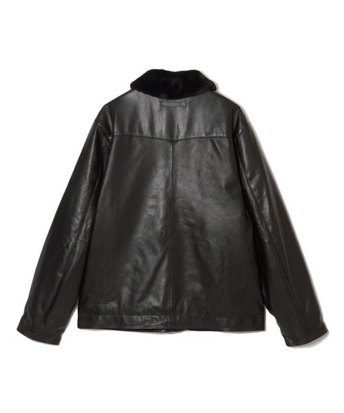 L 美品 CRIMIE N-1 レザー スリーブ ジャケット ブラック 豹柄 L 美品 CRIMIE N-1 レザー スリーブ ジャケット ブラック 豹柄