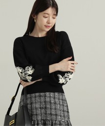 バイカラーリボン刺繍ニット / 1214270116