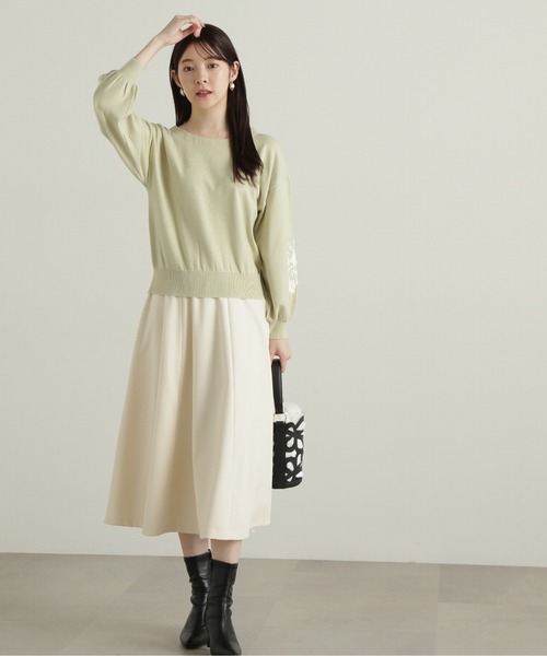 PROPORTION BODY DRESSING(プロポーションボディドレッシング)の「バイカラーリボン刺繍ニット / 1214270116(ニット/セーター・レディース・ライトグリーン/ブラック/グレー・SMALL/MEDIUM)」の22枚目の写真