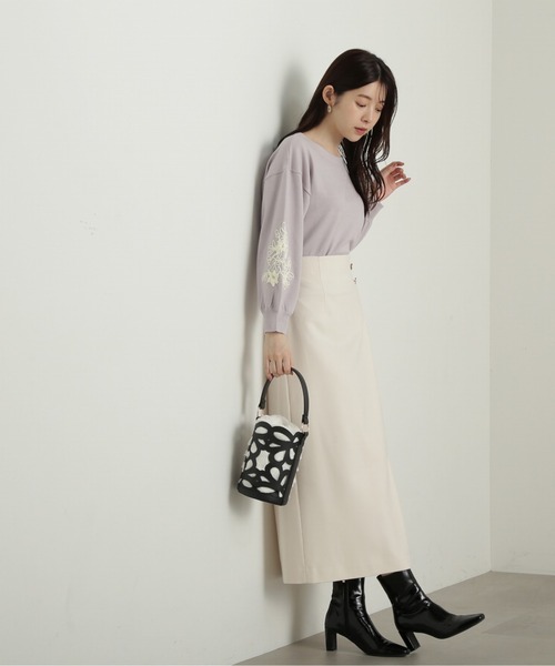 PROPORTION BODY DRESSING(プロポーションボディドレッシング)の「バイカラーリボン刺繍ニット / 1214270116(ニット/セーター・レディース・ライトグリーン/ブラック/グレー・SMALL/MEDIUM)」の12枚目の写真