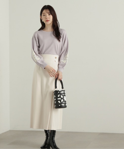 PROPORTION BODY DRESSING(プロポーションボディドレッシング)の「バイカラーリボン刺繍ニット / 1214270116(ニット/セーター・レディース・ライトグリーン/ブラック/グレー・SMALL/MEDIUM)」の13枚目の写真