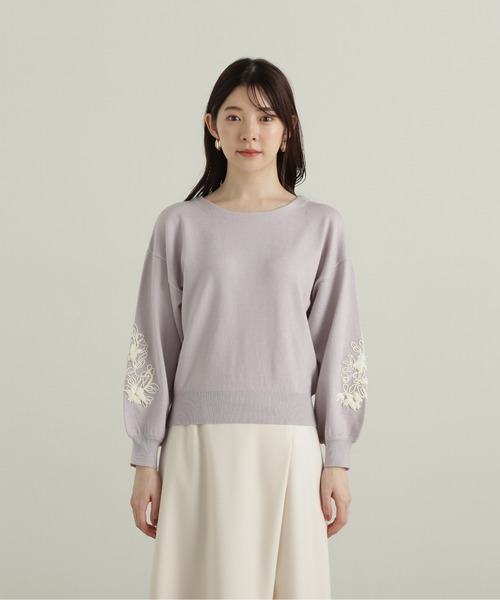 PROPORTION BODY DRESSING(プロポーションボディドレッシング)の「バイカラーリボン刺繍ニット / 1214270116(ニット/セーター・レディース・ライトグリーン/ブラック/グレー・SMALL/MEDIUM)」の15枚目の写真