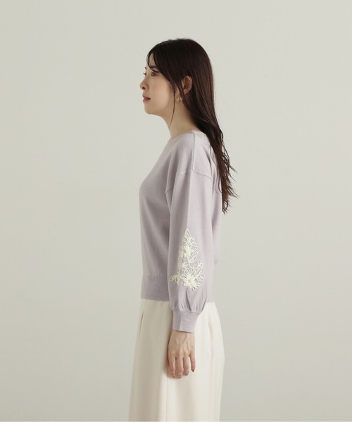 PROPORTION BODY DRESSING(プロポーションボディドレッシング)の「バイカラーリボン刺繍ニット / 1214270116(ニット/セーター・レディース・ライトグリーン/ブラック/グレー・SMALL/MEDIUM)」の16枚目の写真