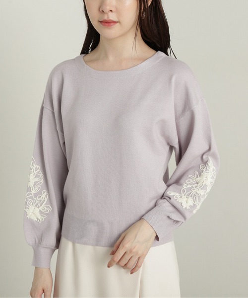 PROPORTION BODY DRESSING(プロポーションボディドレッシング)の「バイカラーリボン刺繍ニット / 1214270116(ニット/セーター・レディース・ライトグリーン/ブラック/グレー・SMALL/MEDIUM)」の18枚目の写真