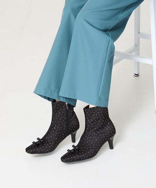 【セール】2024秋冬新作 リボンモチーフラインストーンヒールブーツ 41436（ブーツ）｜ORiental TRaffic（オリエンタルトラフィック）