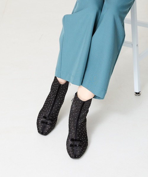 【セール】2024秋冬新作 リボンモチーフラインストーンヒールブーツ 41436（ブーツ）｜ORiental TRaffic（オリエンタルトラフィック）