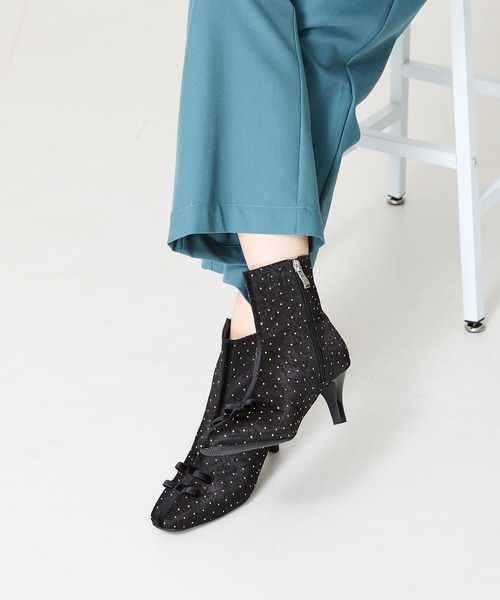 【セール】2024秋冬新作 リボンモチーフラインストーンヒールブーツ 41436（ブーツ）｜ORiental TRaffic（オリエンタルトラフィック）