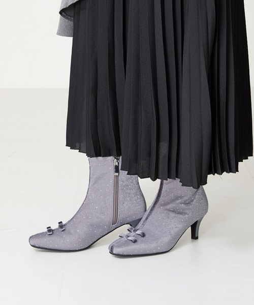 【セール】2024秋冬新作 リボンモチーフラインストーンヒールブーツ 41436（ブーツ）｜ORiental TRaffic（オリエンタルトラフィック）