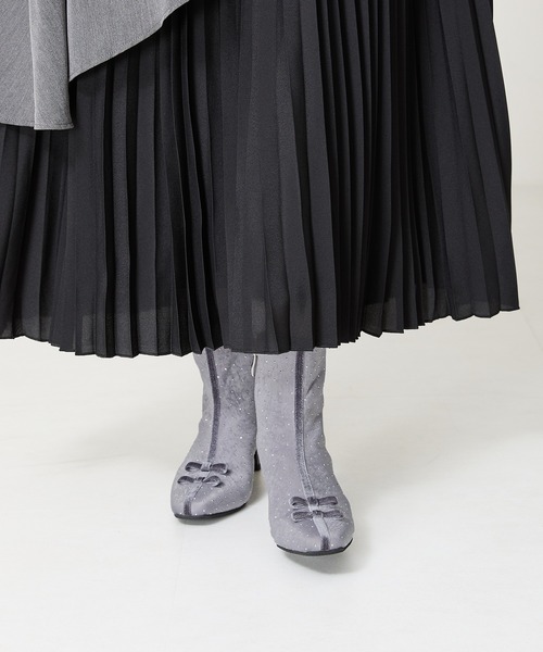 【セール】2024秋冬新作 リボンモチーフラインストーンヒールブーツ 41436（ブーツ）｜ORiental TRaffic（オリエンタルトラフィック）