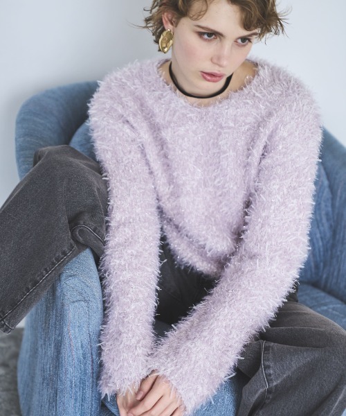 【新品タグ付き】Curensology　チュールニットプルオーバー クリーム62 新品タグ付き】Curensology チュールニットプルオーバー