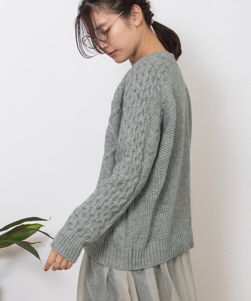 poyon2628　Cニット グレー osharewalker ニット 長袖 レディース トップス セーター