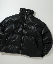 synthetic leather fiber down jacket/合成皮革 ファイバーダウンジャケット フェイクダウンジャケット レディース メンズ