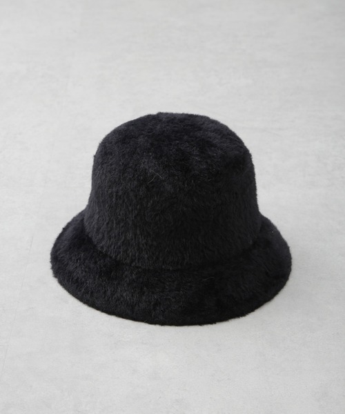NANO universe（ナノユニバース）の「ファーバケットハット（ハット・レディース・ホワイト/ブラック・FREE）」の4枚目の写真